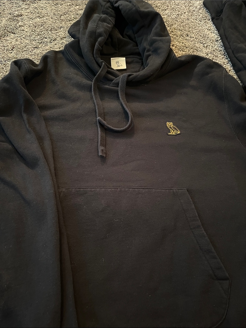 OVO Black Hoodie with Gold Owl Crest. Medium.